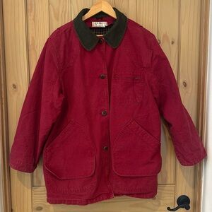VINTAGE L.L. Bean Field Jacket Chore Coat, Canvas Jacket Red EUC
